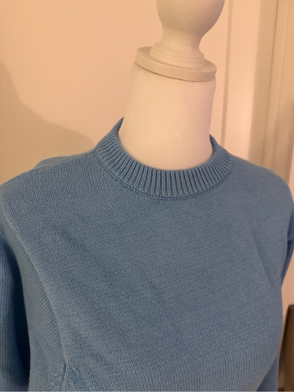 Zara Light Blue Ribbed Crewneck Sweater